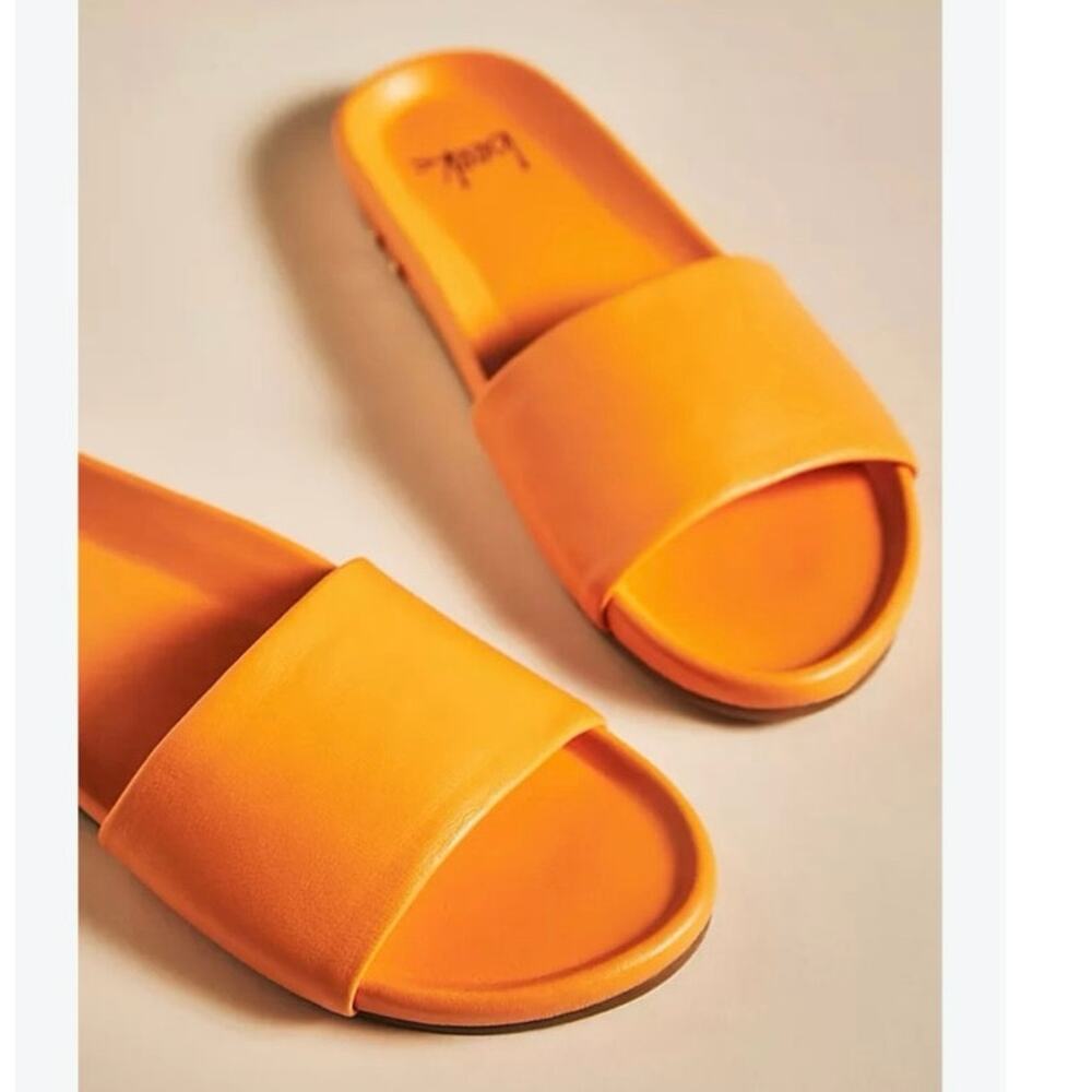 Beek Gallito Leather Slide Sandal Papaya Orange Size 7 Good Condition